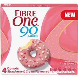 Fibre One 90 Calorie Strawberry & Cream Donut 4 Pack