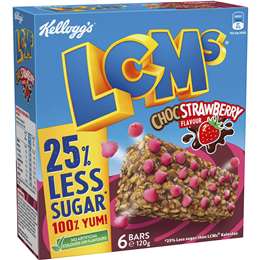 Kellogg's Lcms 25% Less Sugar Choc Strawberry Snack Bars 6 Pack