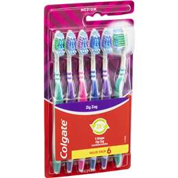 Colgate Manual Toothbrush Zig Zag Interdental Clean Med Value 6 pack