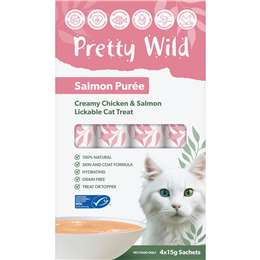 Pretty Wild Creamy Salmon & Chicken Puree Cat Treats 15g x 4 pack
