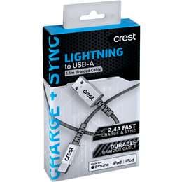Crest Lightning to USB A Braided Cable Assorted 1.5m each
