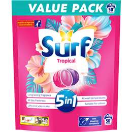 Surf Laundry Liquid Capsules Detergent Tropical 50 pack