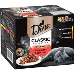 Dine Adult Wet Cat Food In Gravy Succulent Selection 85g x 12 pack