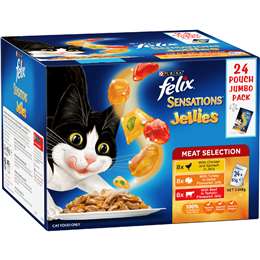 Felix Sensations Jellies Meat Selection Wet Cat Food 85g x 24 pack