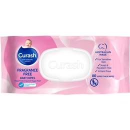 Curash Baby Wipes Fragrance Free 80 Pack