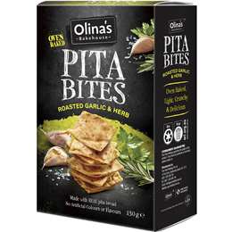 Olina's Bakehouse Pita Bites Roasted Garlic & Herb 130g