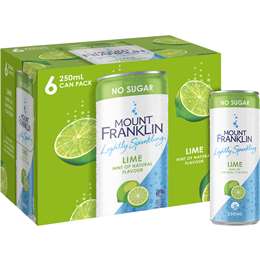 Mount Franklin Lightly Sparkling Water Lime Cans
