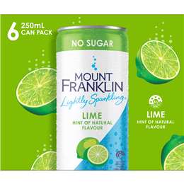 Mount Franklin Lightly Sparkling Water Lime Cans