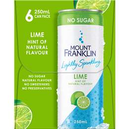 Mount Franklin Lightly Sparkling Water Lime Cans