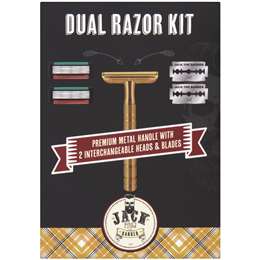 Jack The Barber Dual Edge Razor Kit Metal Handle With 2 Heads & Blades