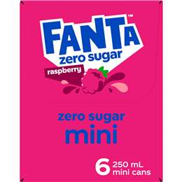 Fanta Raspberry Zero Sugar Soft Drink Mini Cans