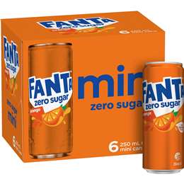 Fanta Orange Zero Sugar Soft Drink Mini Cans