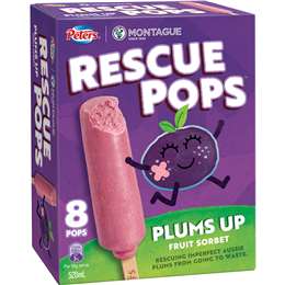 Peters Rescue Pops Plums Up Fruit Sorbet 8 Pack