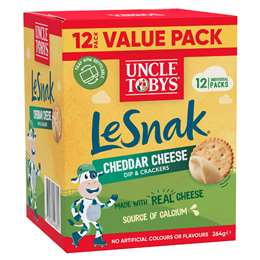 Uncle Tobys Le Snak Cheddar Cheese Dip & Crackers 12 Pack