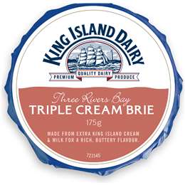 King Island Dairy Three Rivers Bay Triple Cream Brie Cheese 175g