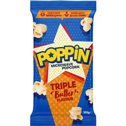 Poppin Microwave Popcorn Triple Butter Flavour Explosion 100g