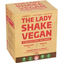 The Lady Shake Vegan Variety Meal Replacement Powder 56g x 14 pack