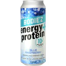 Bodiez Energy+ Protein Sparkling Energy Drink Blue Raspberry