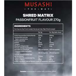Musashi Shred Matrix Passionfruit Flavour, 30 Serves,