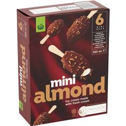 Woolworths Mini Almond Vanilla Ice Cream 6 pack
