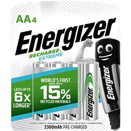 Energizer Recharge Extreme Rechargeable AA Batteries 4 pack