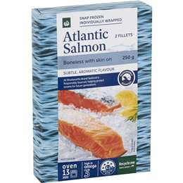 Woolworths Frozen Salmon Fillets Skin On