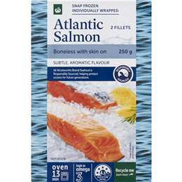 Woolworths Frozen Salmon Fillets Skin On 250g | Woolworths