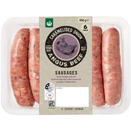 Woolworths Angus Beef & Caramelised Onion Sausages