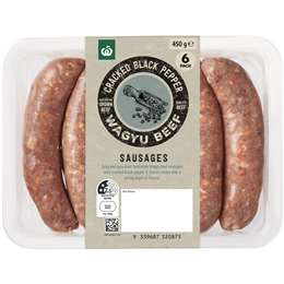Woolworths Cracked Black Pepper Wagyu Beef Sausages
