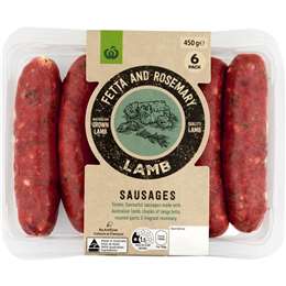 Woolworths Lamb Fetta & Rosemary Sausages