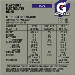 Gatorade Sports Drinks Grape Electrolyte Hydration Bottle