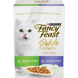 Fancy Feast Petite Delights With Grilled Chicken & Turkey Cat Food 6x50gram 6 pack