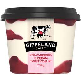 Gippsland Dairy Twist Yoghurt Strawberries & Cream 700g | Woolworths