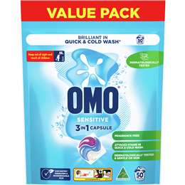 OMO Sensitive Laundry Liquid Capsules Detergent 50 pack