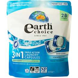 Earth Choice Triple Action Laundry Capsules Fresh Eucalyptus 28 Pack