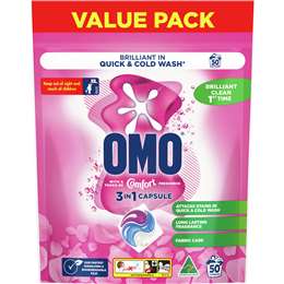 OMO Touch Of Comfort Laundry Liquid Capsules Detergent 50 pack