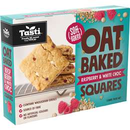 Tasti Oat Baked Squares Raspberry & White Choc 5 Pack