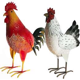Mirabella Metal Solar Rooster Orange 