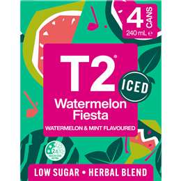 T2 Watermelon Fiesta Iced Herbal Drink Low Sugar Multipack Cans