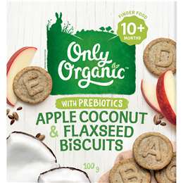 Only Organic Apple Coconut & Flaxseed Biscuits 100g