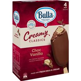 Bulla Creamy Classics Choc Vanilla  Ice Creams 4 Pack