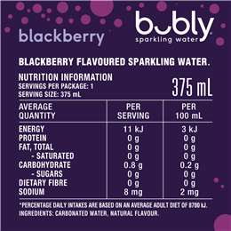 Asahi Beverages Pty Ltd Bubly Blackberry Sparkling Water No Sugar Multipack Cans