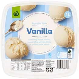 Woolworths Essential Reduced Fat Ice Cream Vanilla 4L