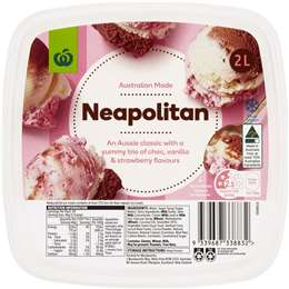 Woolworths Essential Reduced Fat Ice Cream Neapolitan 2L