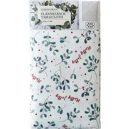 Christmas Flannelback Tablecloth Holly1.35m X 1.8m