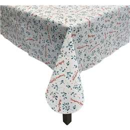 Christmas Flannelback Tablecloth Holly1.35m X 1.8m