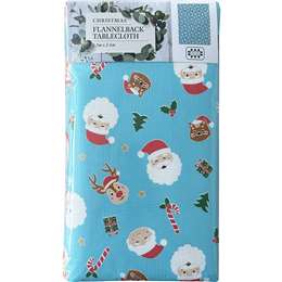 Christmas Flannel Back Table Cover Santa 150 X 260cm