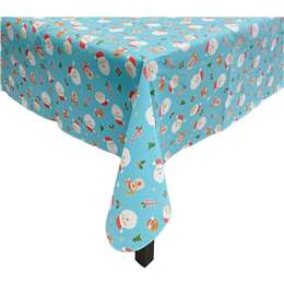 Christmas Flannel Back Table Cover Santa 150 X 260cm