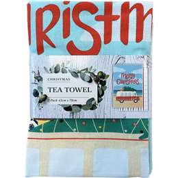 Christmas Printed Tea Towel Car