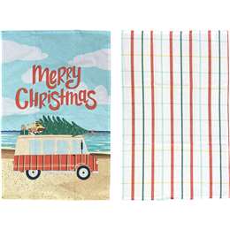 Christmas Printed Tea Towel Car